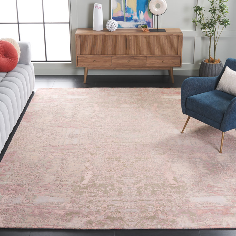 Centennial Hand-Knotted Pink Wool Silk 6' x 9' Rug