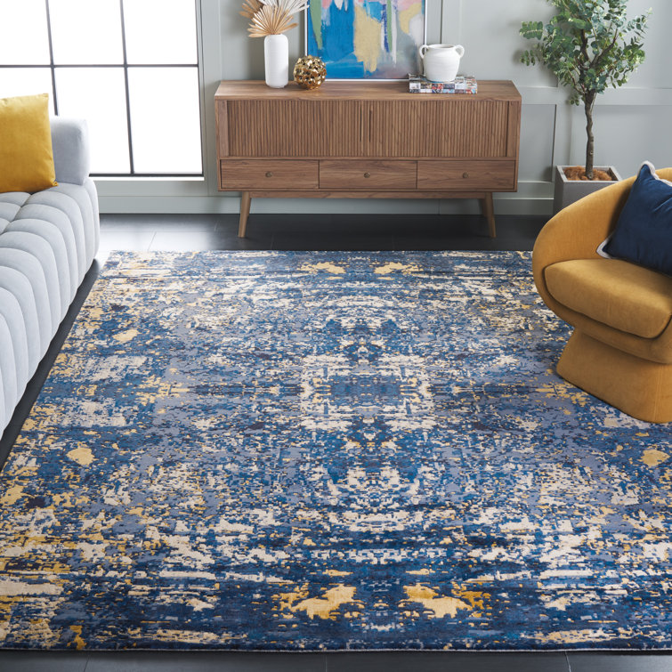 Twilight Blue Hand-Knotted Wool Silk Area Rug 8' x 10'