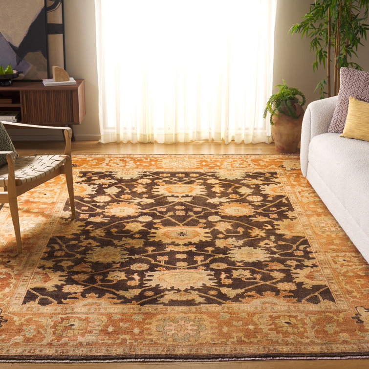 Hand-Knotted Artisanal Brown/Rust Wool Rug 6' x 9'