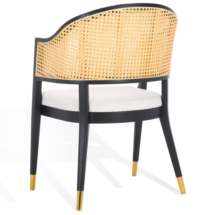 Black and Natural Rattan Cane Side Chair