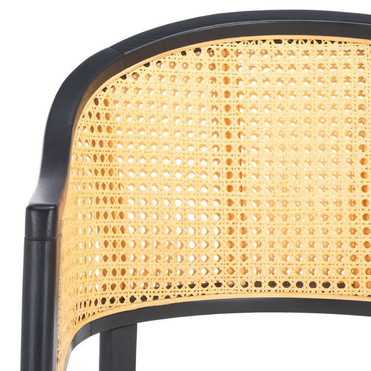 Black and Natural Rattan Cane Side Chair