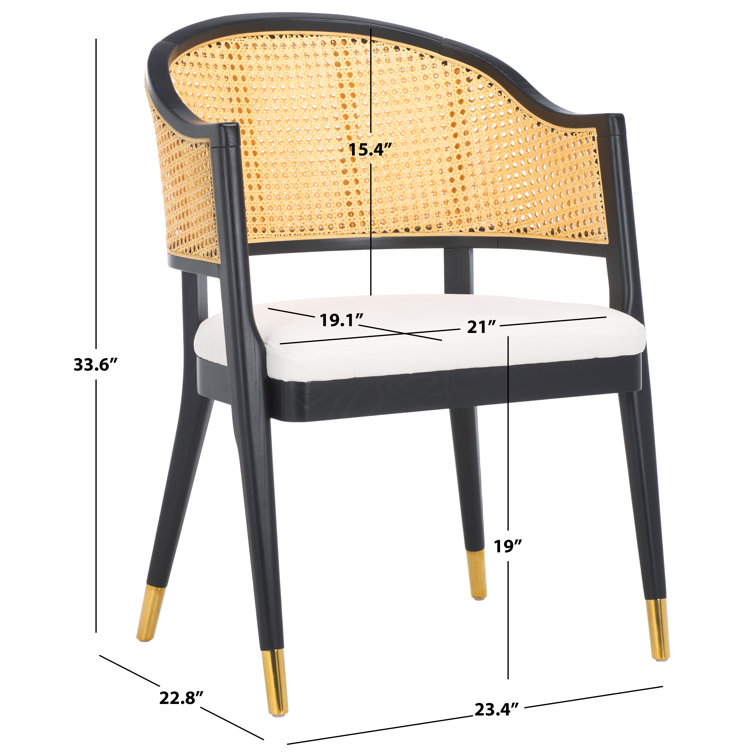 Black and Natural Rattan Cane Side Chair