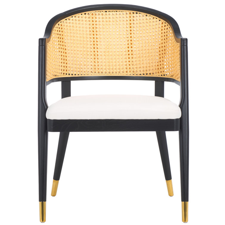 Black and Natural Rattan Cane Side Chair
