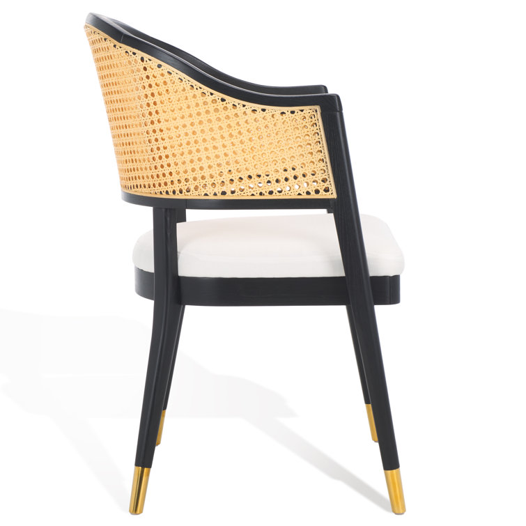 Black and Natural Rattan Cane Side Chair