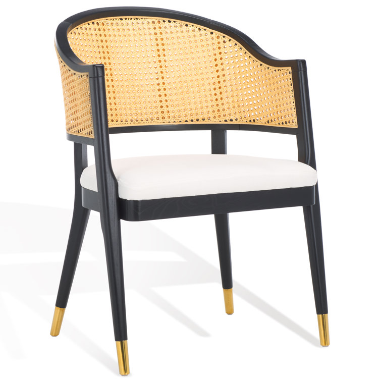 Black and Natural Rattan Cane Side Chair