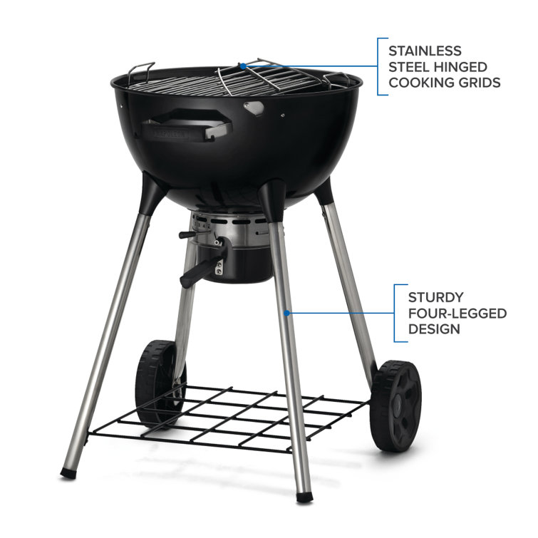 Napoleon 18-Inch Black Charcoal Kettle Grill with Stainless Steel Legs