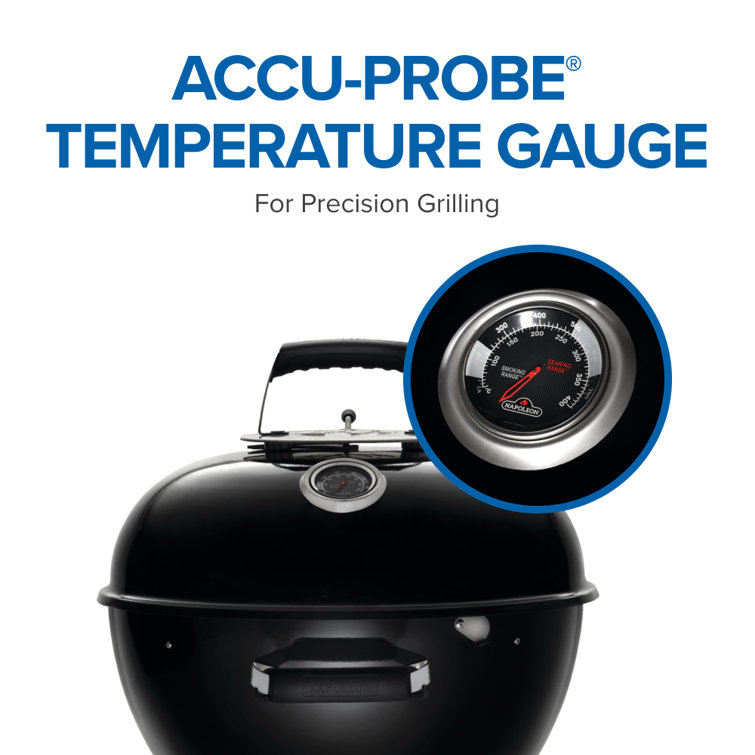 Napoleon 18-Inch Black Charcoal Kettle Grill with Stainless Steel Legs