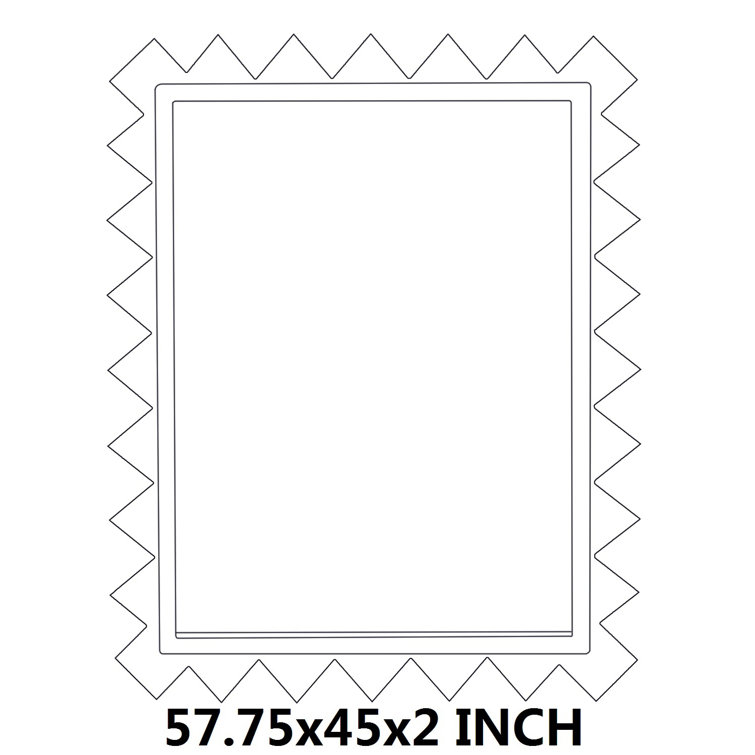 Large Rectangular Gold Zig-Zag Edge Wall Mirror