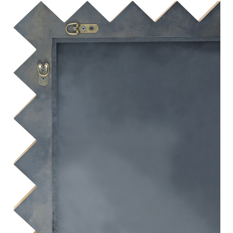 Large Rectangular Gold Zig-Zag Edge Wall Mirror