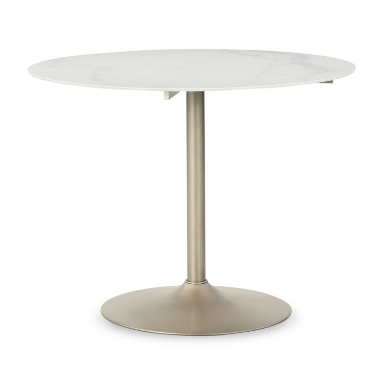 39.5" Round Glass and Gold Dining Table