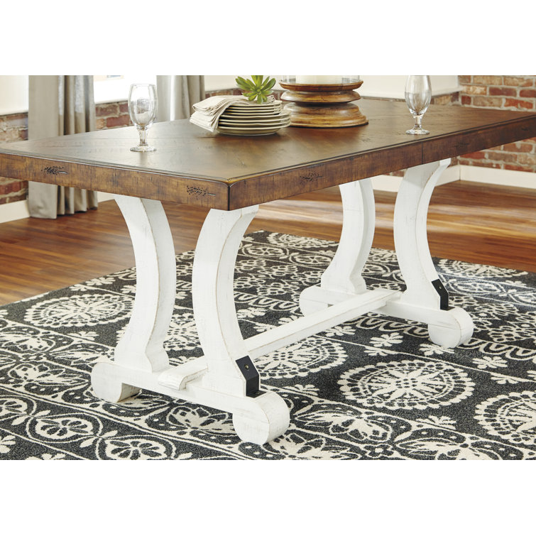 Valebeck White and Brown Rectangular Extendable Dining Table