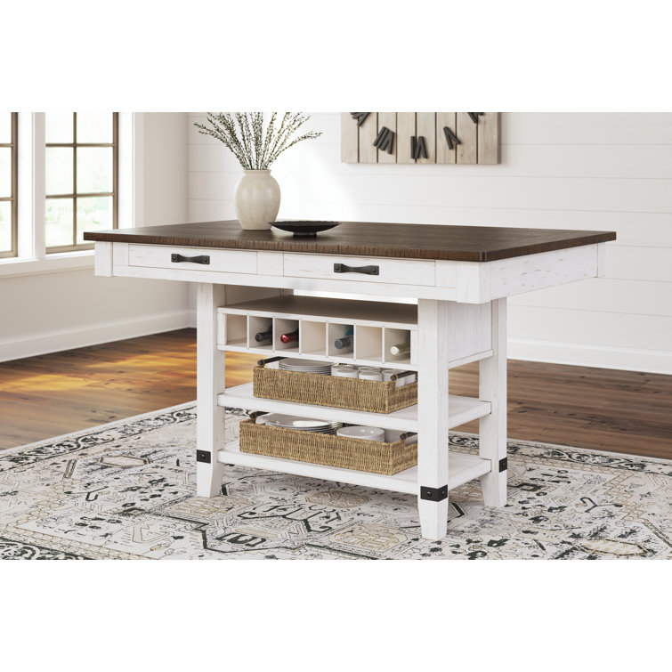 Reclaimed Pine and White Rectangular Counter Height Dining Table