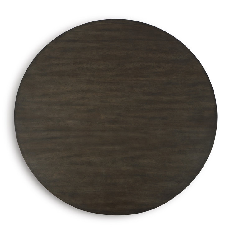 Gray Brown Round Wood Mid-century Modern Dining Table