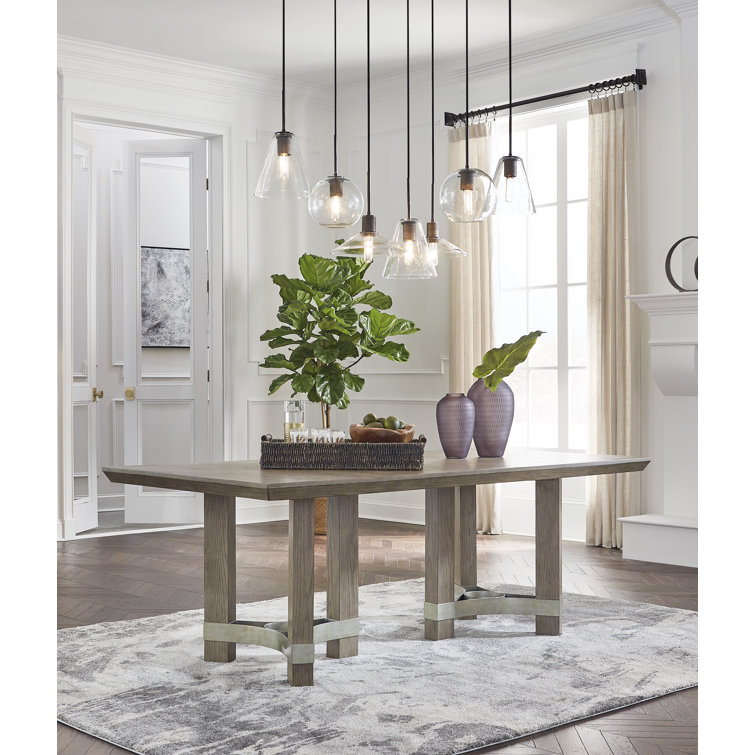 Contemporary Chrestner Solid Oak 84'' Gray Dining Table