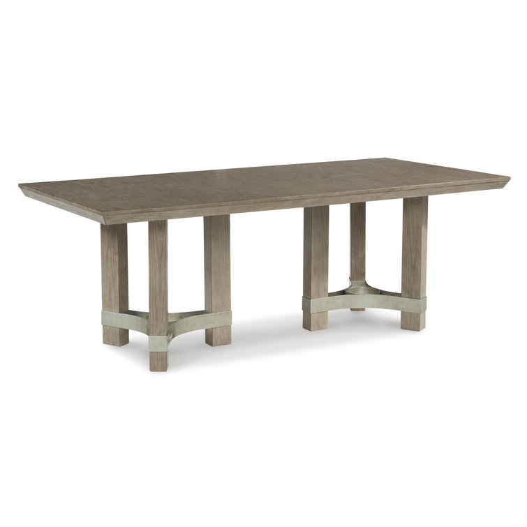 Contemporary Chrestner Solid Oak 84'' Gray Dining Table