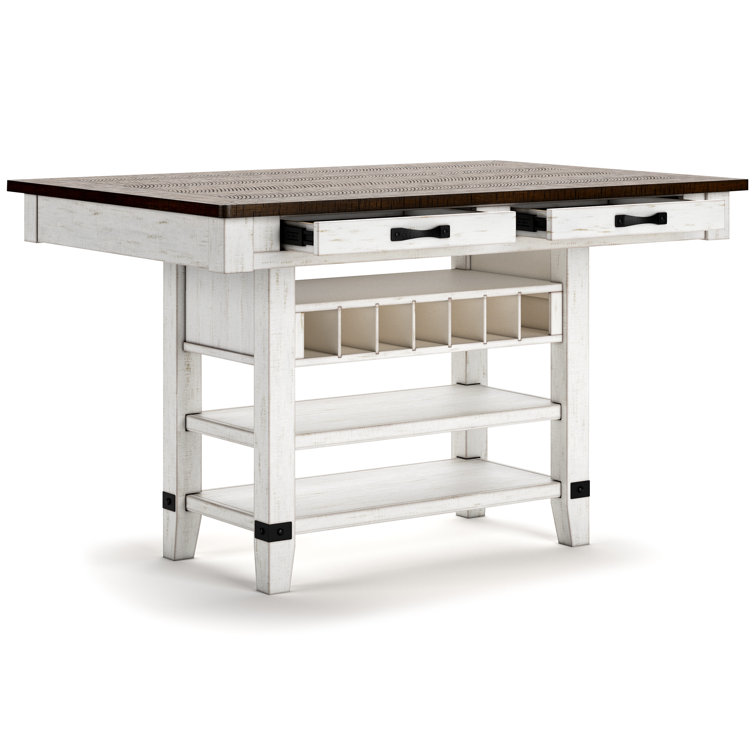 Reclaimed Pine and White Rectangular Counter Height Dining Table