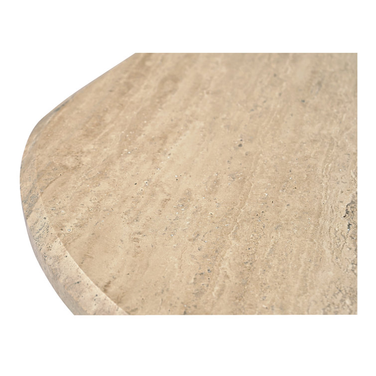 Beige Free Form Marble Top Coffee Table with Metal Legs