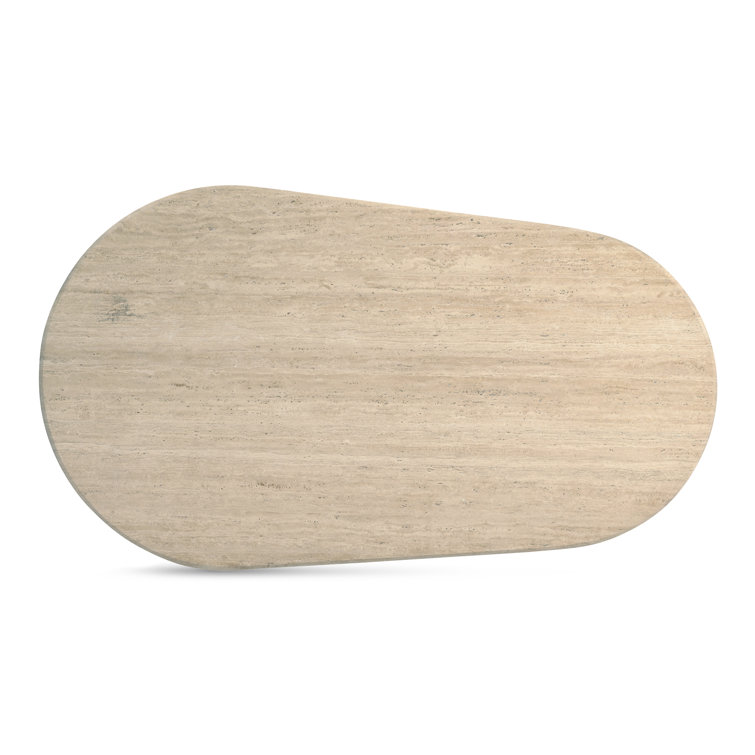 Beige Oval Marble Dining Table with Chrome Legs
