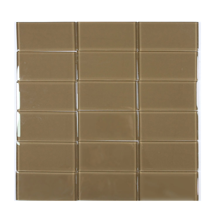 Metro Brown Glossy Glass Subway Wall Tile 3" x 6"
