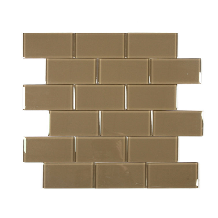 Metro Brown Glossy Glass Subway Wall Tile 3" x 6"