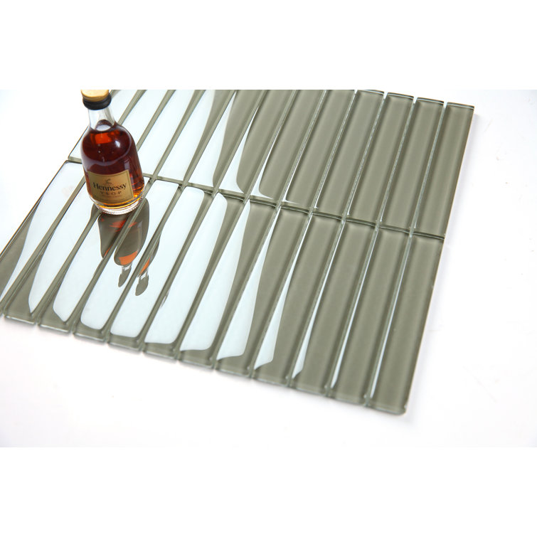 Flowing 12" x 12" Brown Glossy Glass Mosaic Tile
