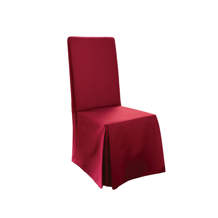 Claret Cotton Duck Long Dining Chair Slipcover