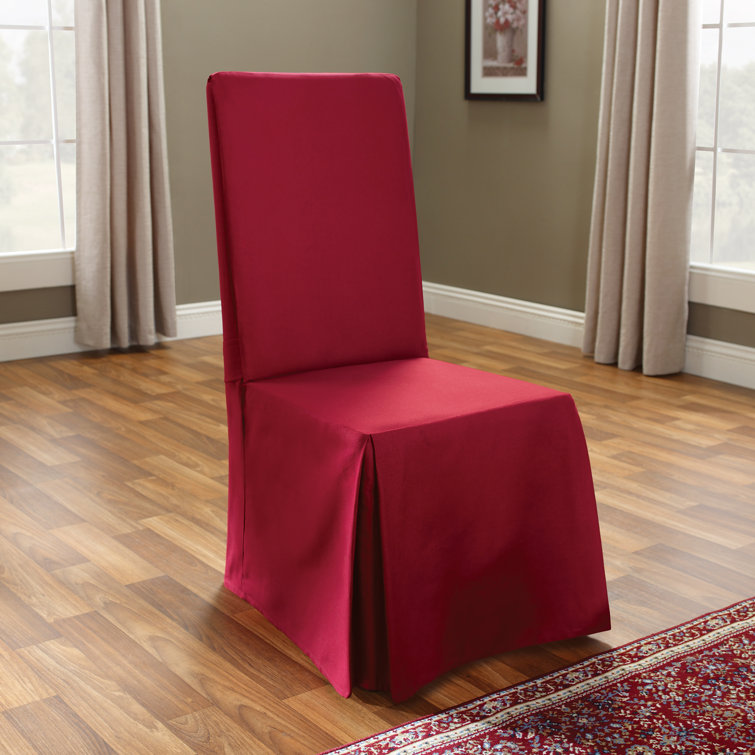 Claret Cotton Duck Long Dining Chair Slipcover