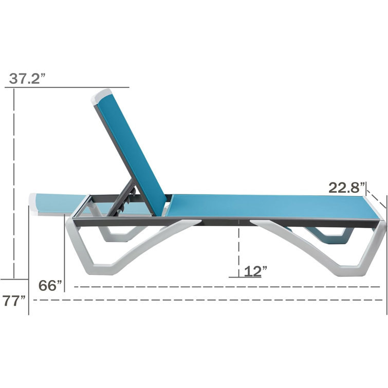 Aqua Textilence Adjustable Outdoor Chaise Lounge with Resin Legs