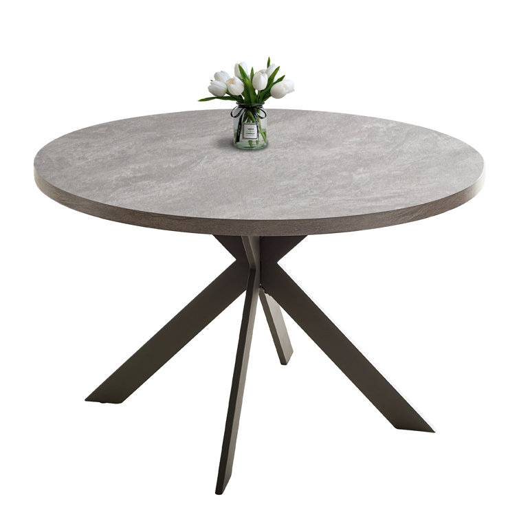 47'' Round Gray MDF Dining Table with Steel Legs