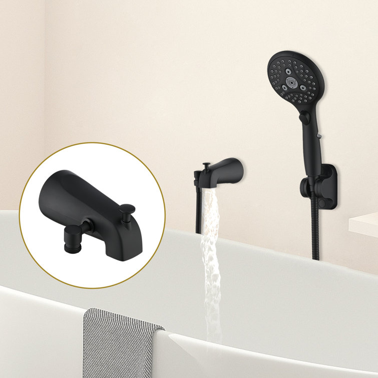 Matte Black Metal Tub Spout with Diverter