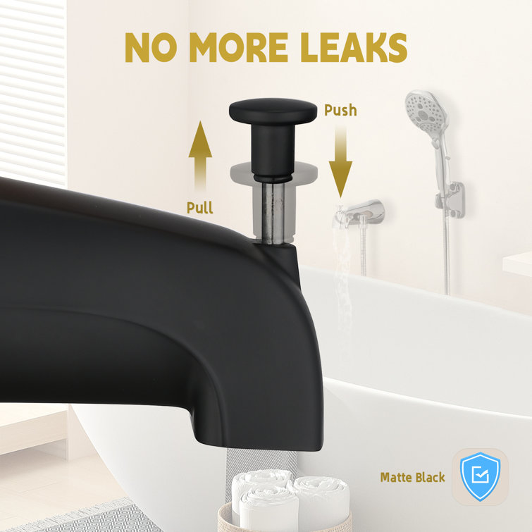 Matte Black Metal Tub Spout with Diverter