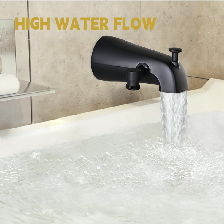 Matte Black Metal Tub Spout with Diverter