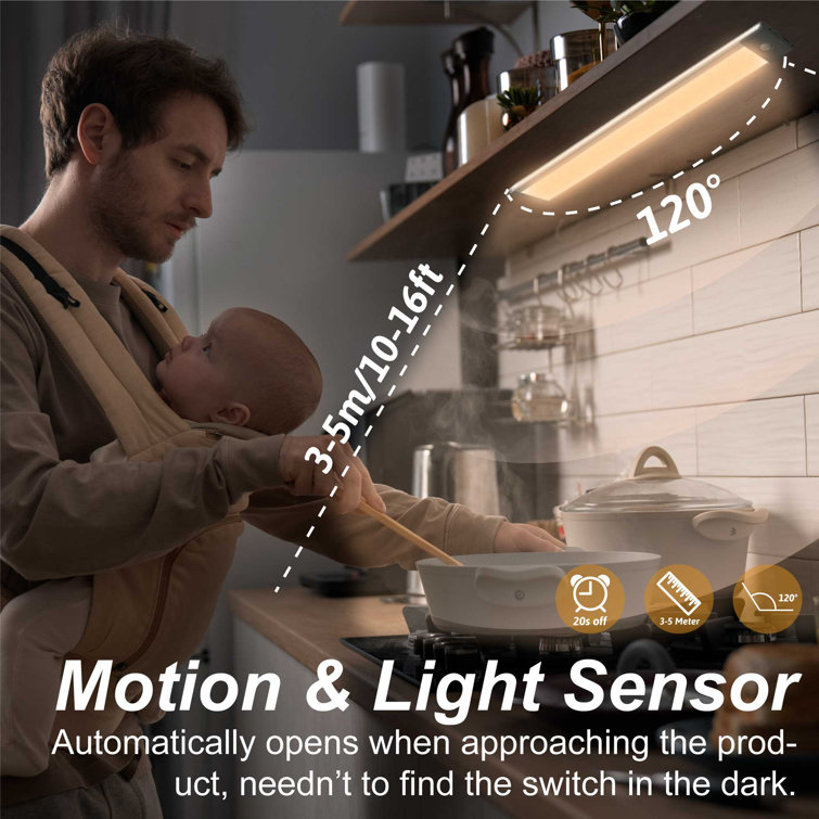 12" Silver LED Motion Sensor Under Cabinet Light, 2 Pack