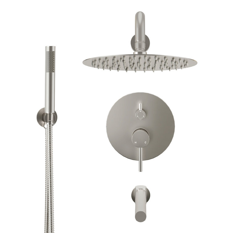 Brushed Nickel Dual Function Rain Shower System with Handheld