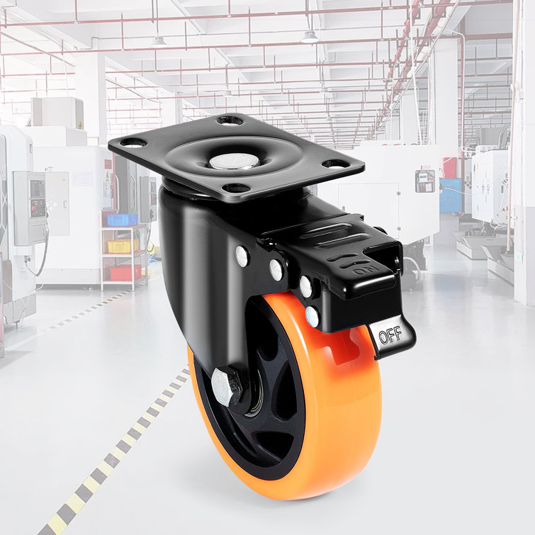 Heavy Duty 4-Inch Swivel Plate Casters with PVC Wheels