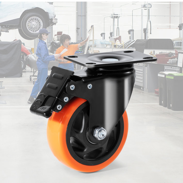 Heavy Duty 4-Inch Swivel Plate Casters with PVC Wheels