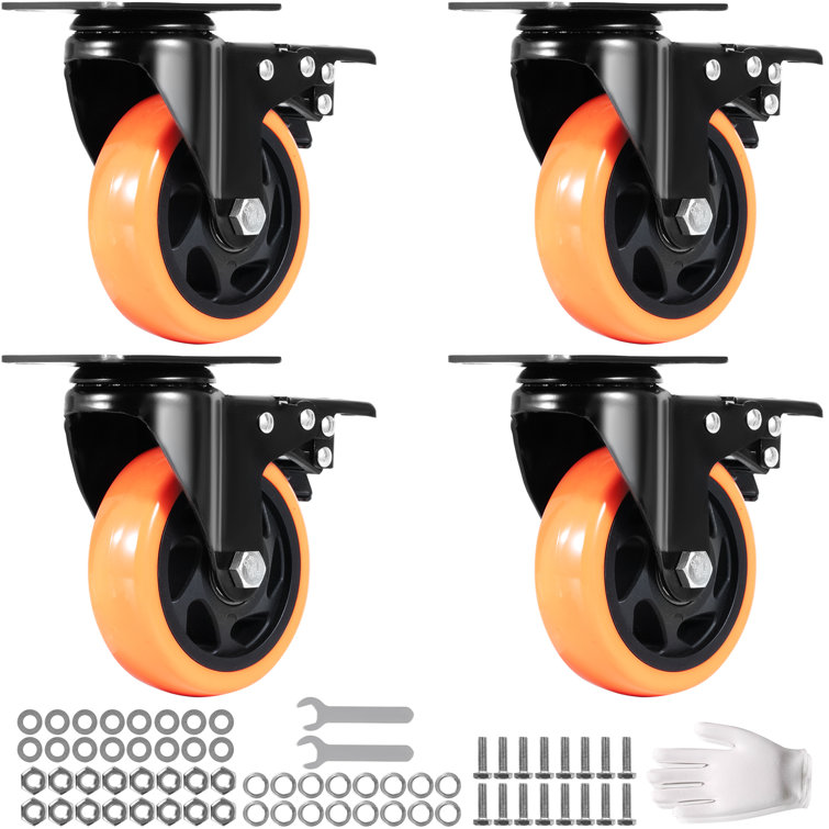 Heavy Duty 4-Inch Swivel Plate Casters with PVC Wheels