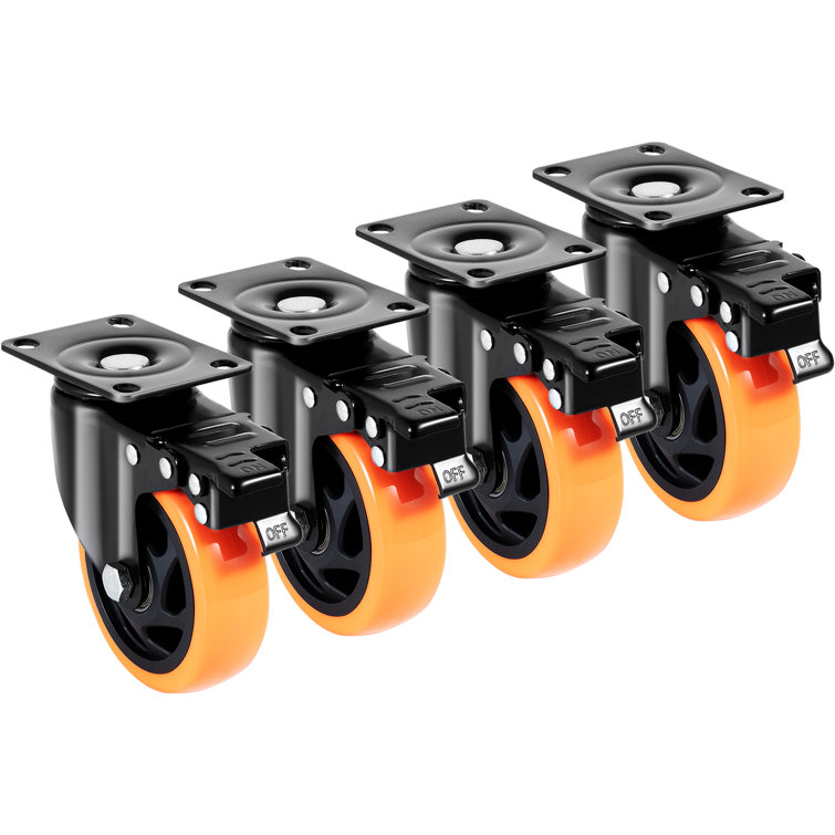 Heavy Duty 4-Inch Swivel Plate Casters with PVC Wheels