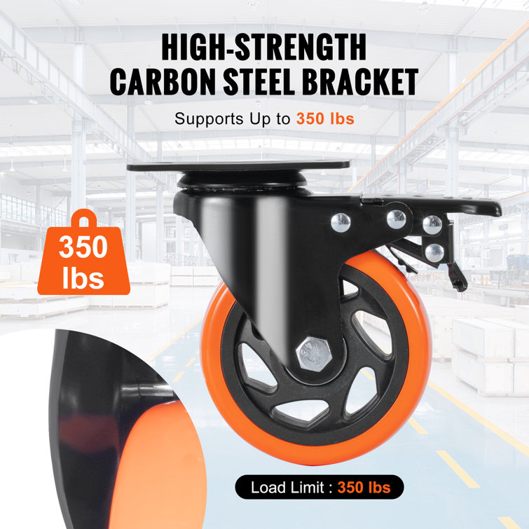 Heavy Duty 4-Inch Swivel Plate Casters with PVC Wheels