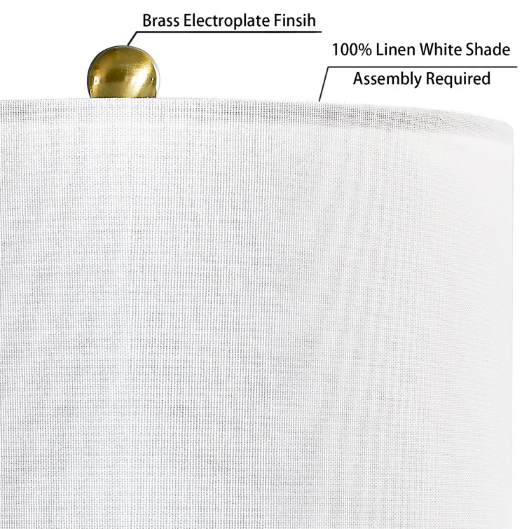 Gold and Glass 25'' Table Lamp Set with USB Ports