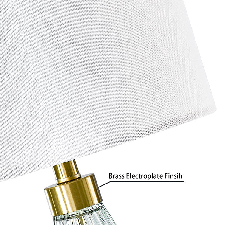 Gold and Glass 25'' Table Lamp Set with USB Ports