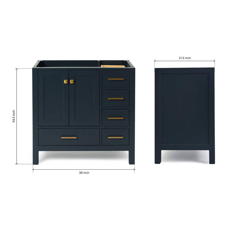 Midnight Blue 36" Solid Wood Freestanding Vanity Cabinet