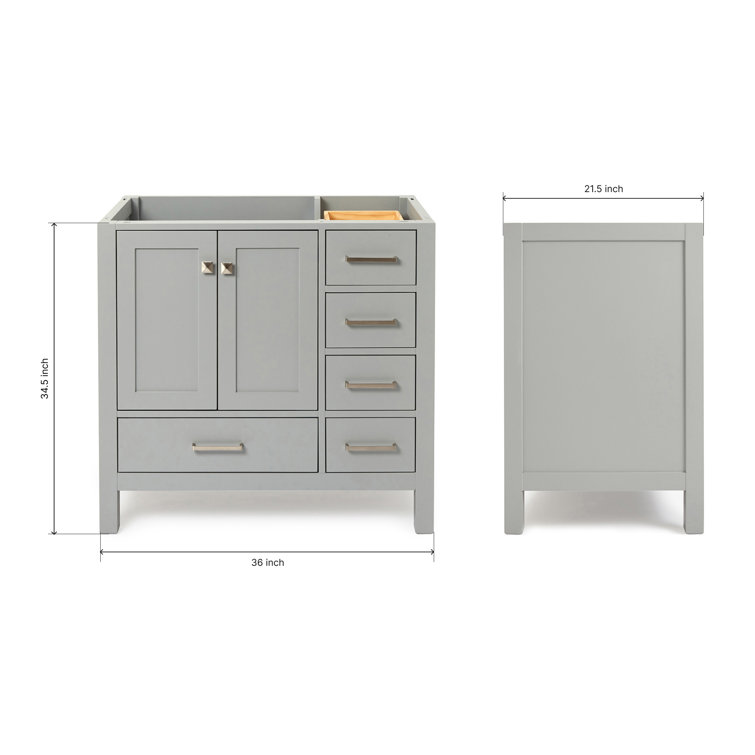 Cambridge 36" Gray Solid Wood Freestanding Vanity Cabinet