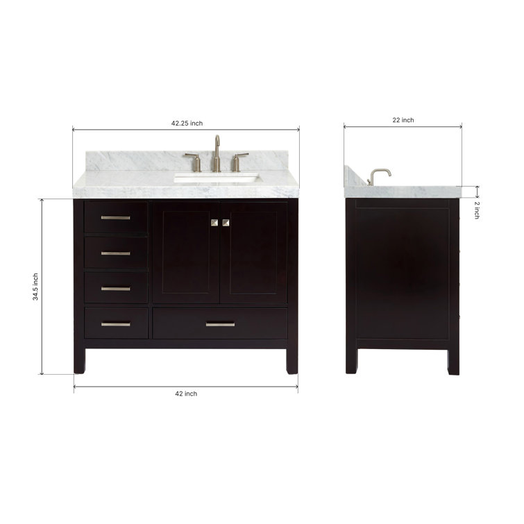 Espresso Wood Single Sink Bathroom Vanity with Carrara Marble Top