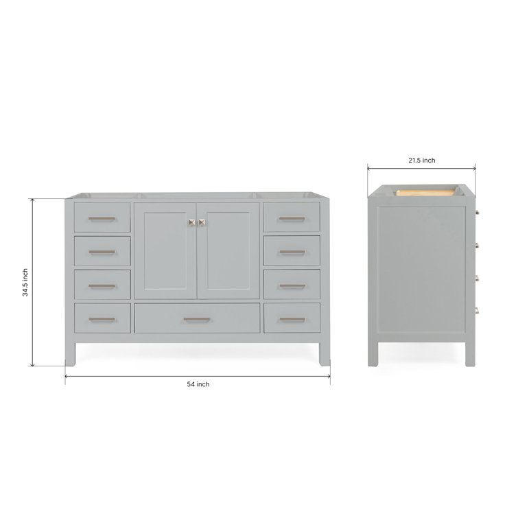 Cambridge 54" Grey Solid Wood Freestanding Bathroom Vanity