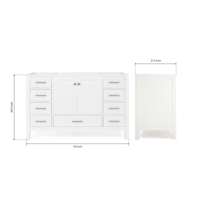 Cambridge 54" White Solid Wood Single Vanity Cabinet
