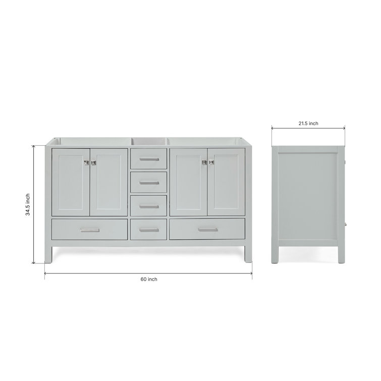 Cambridge 60" Gray Double Freestanding Vanity Cabinet