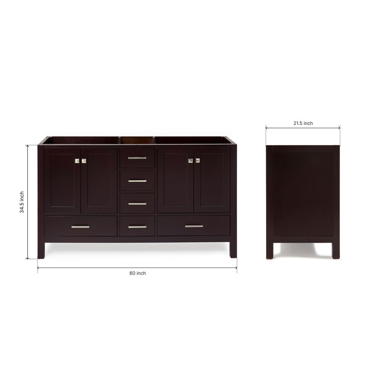 Cambridge Espresso 60" Double Vanity Cabinet with Nickel Hardware