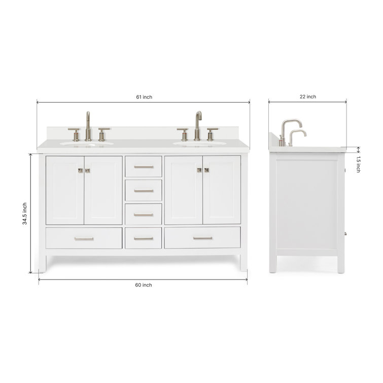 Cambridge 61'' White Double Vanity with Quartz Top