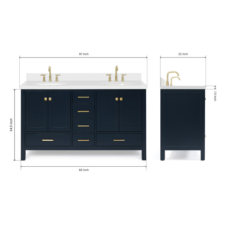 Cambridge Midnight Blue Double Vanity with Quartz Top
